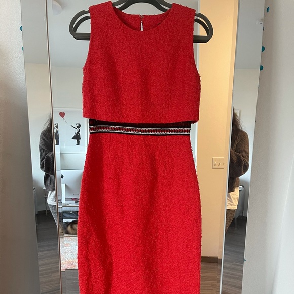 Oscar de la Renta Vintage Red Tweed Shift Dress 6 - Picture 5 of 6